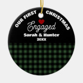 Grün und Schwarz Kariert Unser 1. Weihnachtsfest V Keramik Ornament (Vorne)