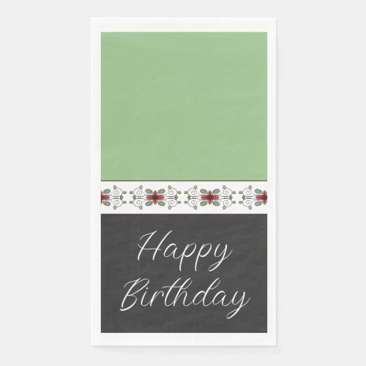 Grün und Schwarz mit Blumenzettel Serviette (Vorderseite)