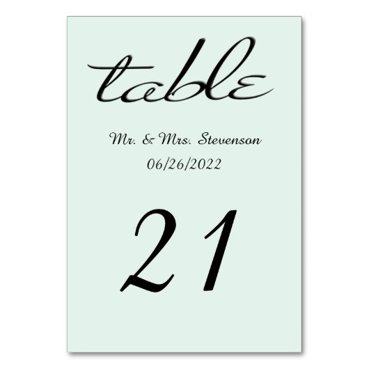 Grün und schwarz, Name und Datum der Minze Tischnummer (Vorderseite)