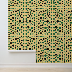Grün und Schwarz Polka Dot Abstraktes Muster Tapete