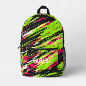 Grün- und Schwarz-Sportdesign mit Namen Bedruckter Rucksack (Vorderseite)