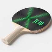 Grün und Schwarz Streifen Techno mit Initialen Tischtennis Schläger (Vorderseite)