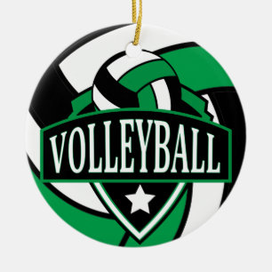 Grün- und Schwarz-🏐-Volleyball-Logo Keramik Ornament