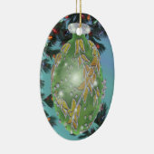 Grün und Silber-Glasbirne Keramik Ornament (Rechts)