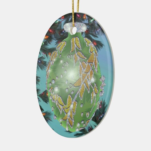 Grün und Silber-Glasbirne Keramik Ornament (Links)