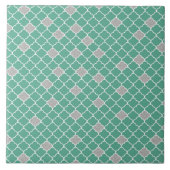 Grün und Silber-Marokkaner Fliese (Vorderseite)