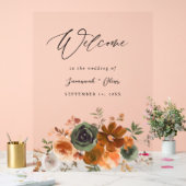 Grün- und TerraCotta-Blumenzehen Willkommen Acrylschild (Hochzeit)