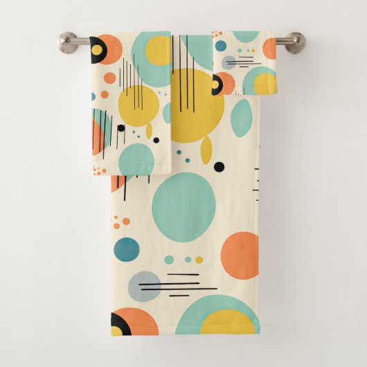 Grün und Türkis Mitte Jahrhundert Modernes Muster Badhandtuch Set (Insitu)