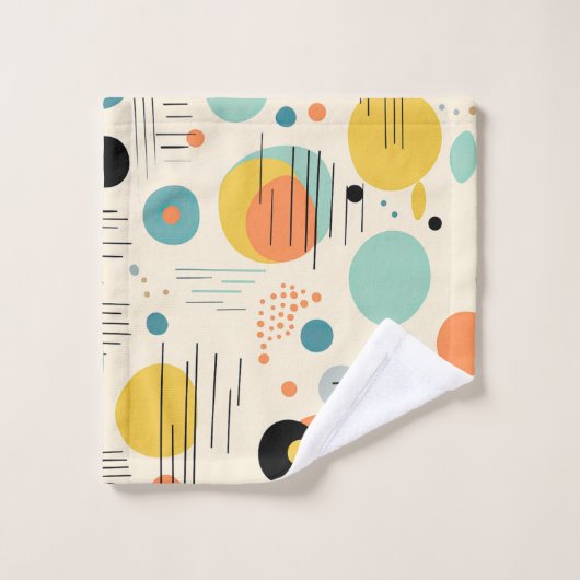 Grün und Türkis Mitte Jahrhundert Modernes Muster Badhandtuch Set (Waschlappen)