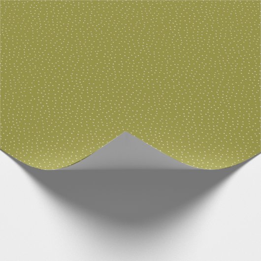Grün und warm weißer Polka-Punkt gestrichen winzig Geschenkpapier (Ecke)