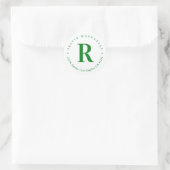 Grün und Weiß 2 | Monogramm-Rücksendeadresse Runder Aufkleber (Tasche)