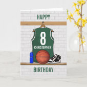 Grün und Weiß Basketball Jersey Happy Birthdday Karte (Gelbe Blume)
