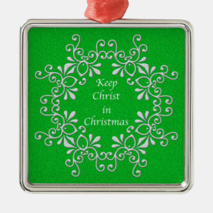 Grün und Weiß: Christus im Weihnachtsbaum-Schmuck Ornament Aus Metall