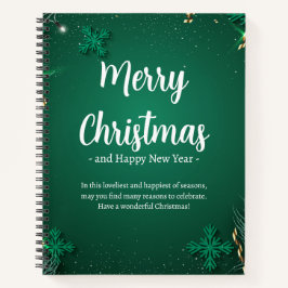 Grün und Weiß Einfaches Weihnachtsfest 8,5" x 11" Notizblock