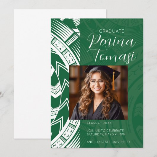 Grün und Weiß Einladung (Vorne/Hinten)