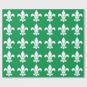 Grün und Weiß Fleur de Lys Geschenkpapier (Flach)