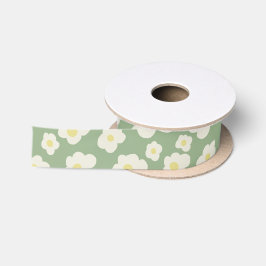 Grün und weiß floral satinband