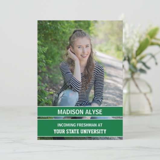 Grün und Weiß Foto Trunk Party Einladung (Stehend Vorderseite)