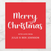 Grün und Weiß frohe Weihnachten Leckereien Weinetikett (Einzelnes Label)