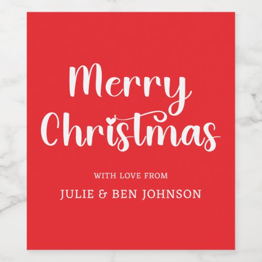 Grün und Weiß frohe Weihnachten Leckereien Weinetikett (Einzelnes Label)