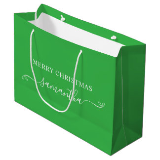 Grün und Weiß Frohe Weihnachtsbäume Unterschrift Große Geschenktüte