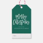 Grün und Weiß frohe Weihnachtsskripttage Geschenkanhänger (Vorderseite)