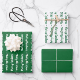 Grün und Weiß frohe Weihnachtstypografie-Geschenk Geschenkpapier Set
