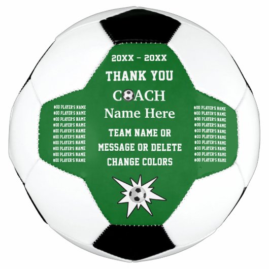 Grün und Weiß, Fußball-Trainer-Geschenke Danke, Fußball (Vorderseite)