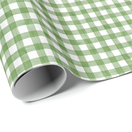 Grün und Weiß Gingham Geschenkpapier (Rolleneckpunkt)