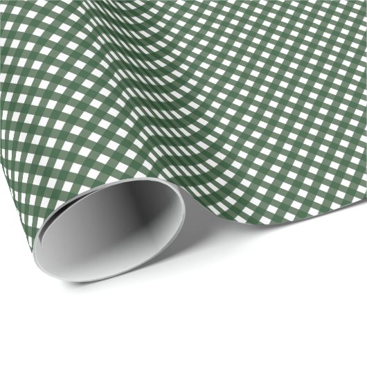 Grün und Weiß Gingham Medium Geschenkpapier (Rolleneckpunkt)