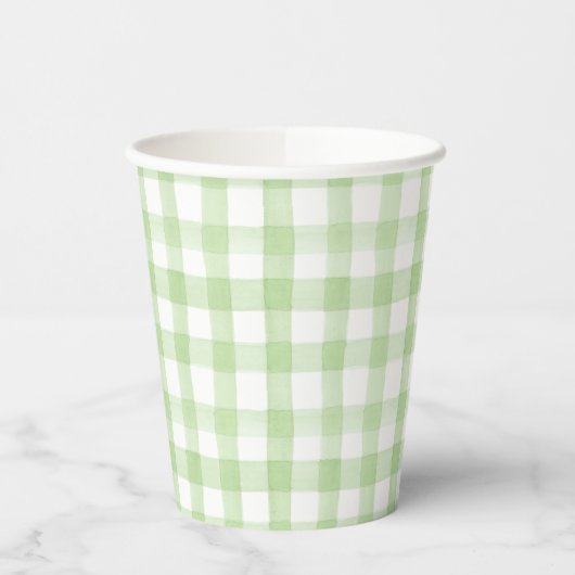 Grün und Weiß Gingham Pappbecher (Links)