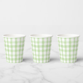 Grün und Weiß Gingham Pappbecher