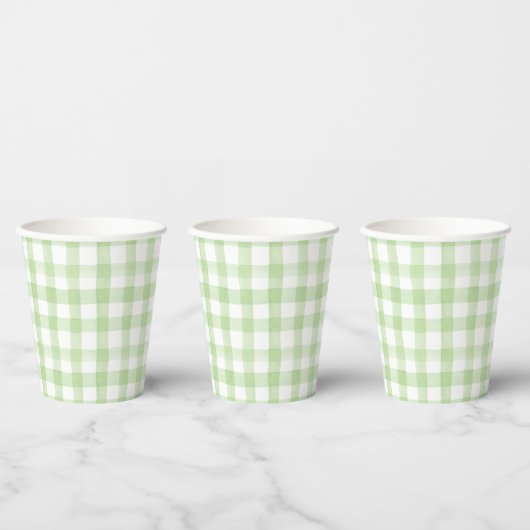 Grün und Weiß Gingham Pappbecher (Multi)