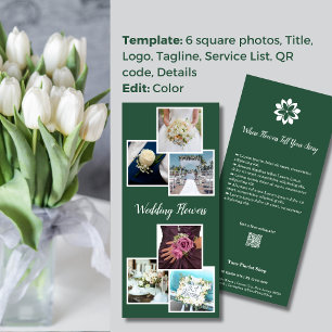 Grün und Weiß 💐 Hochzeitsblumen Florist Werbekarte