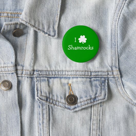 Grün und Weiß I Liebe Kleeblatts St Pats Day Button (Beispiel)