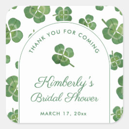 Grün und Weiß Irisch Thema Brautparty Gefallen Quadratischer Aufkleber