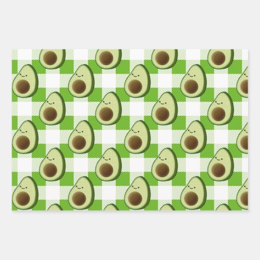 Grün und Weiß Kariert Avocado Tartan Muster Geschenkpapier Set (Vorderseite 3)