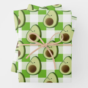 Grün und Weiß Kariert Avocado Tartan Muster Geschenkpapier Set