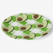 Grün und Weiß Kariert Avocado Tartan Muster Pappteller (Schrägansicht)