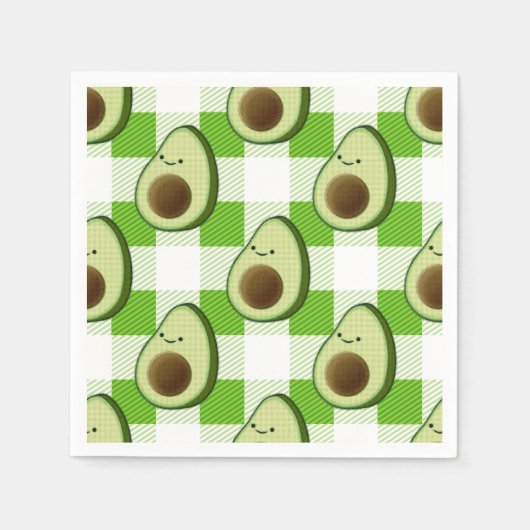 Grün und Weiß Kariert Avocado Tartan Muster Serviette (Vorderseite)