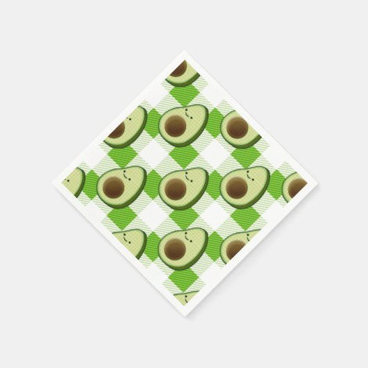 Grün und Weiß Kariert Avocado Tartan Muster Serviette (Ecke)