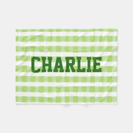 Grün und Weiß Kariert Fleecedecke (Vorderseite (Horizontal))