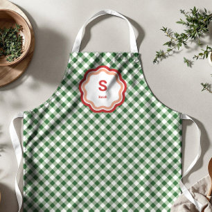 Grün und Weiß kariert Gingham Weihnachten Schürze