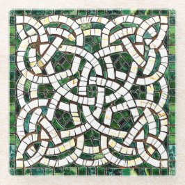 Grün und Weiß Knoststone Mosaik Glasuntersetzer