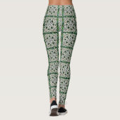 Grün und Weiß Knoststone Mosaik Leggings (Rückseite)