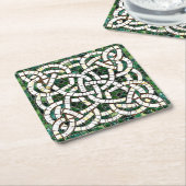 Grün und Weiß Knoststone Mosaik Rechteckiger Pappuntersetzer (angewinkelt)