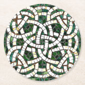 Grün und Weiß Knoststone Mosaik Runder Pappuntersetzer (Vorderseite)
