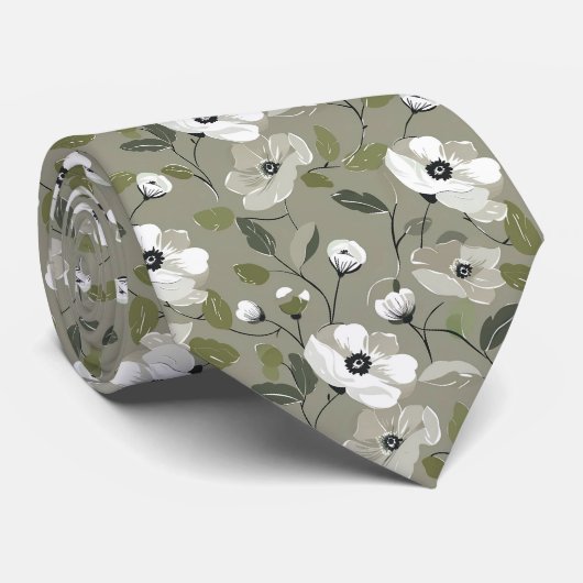 Grün und Weiß Krawatte (Gerollt)