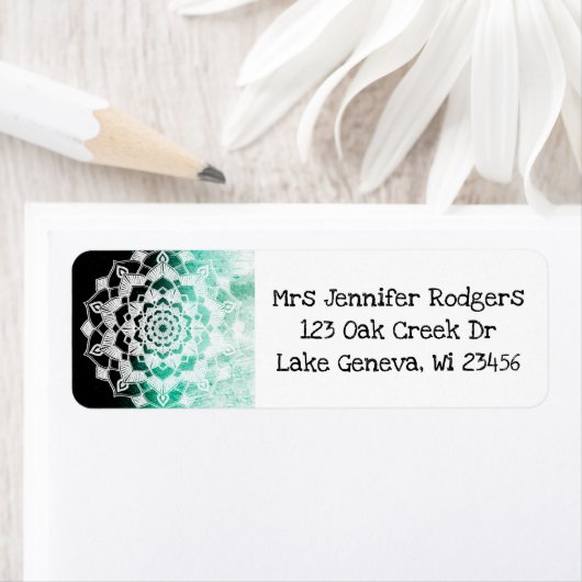 Grün und Weiß Mandala Abstrakt (Insitu)