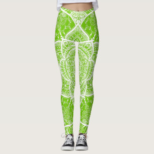Grün und Weiß Mandala - Loergann in Ginkgo Leggings